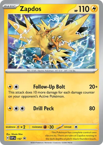 157 Zapdos Scarlet & Violet Black Star Promos 2023 157 Zapdos Scarlet & Violet Black Star Promos 2023