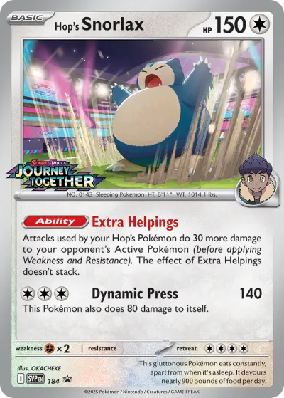 184 Hop's Snorlax Scarlet & Violet Black Star Promos 2023 184 Hop's Snorlax Scarlet & Violet Black Star Promos 2023