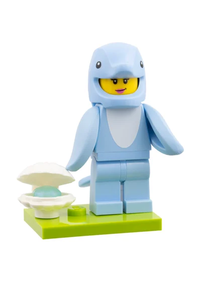 Fan im Kostüm eines Delfins – Minifigur aus LEGO Minifiguren Serie 28 Tiere (71051-9)