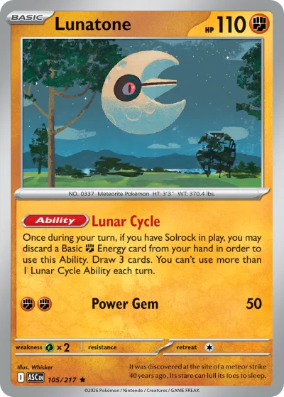 105 Lunatone Ascended Heroes 2026 105 Lunatone Ascended Heroes 2026