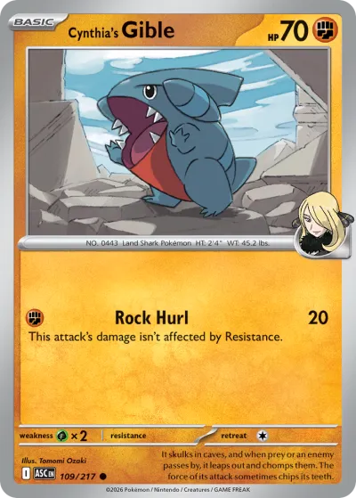 109 Cynthia's Gible Ascended Heroes 2026 109 Cynthia's Gible Ascended Heroes 2026