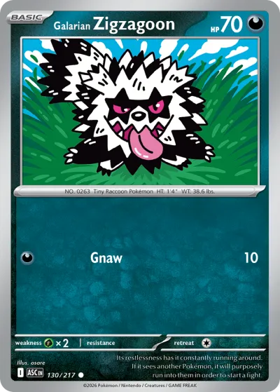 130 Galarian Zigzagoon Ascended Heroes 2026 130 Galarian Zigzagoon Ascended Heroes 2026