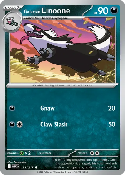 131 Galarian Linoone Ascended Heroes 2026 131 Galarian Linoone Ascended Heroes 2026