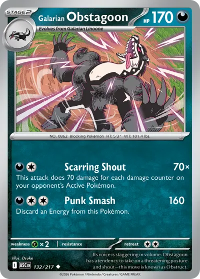 132 Galarian Obstagoon Ascended Heroes 2026 132 Galarian Obstagoon Ascended Heroes 2026