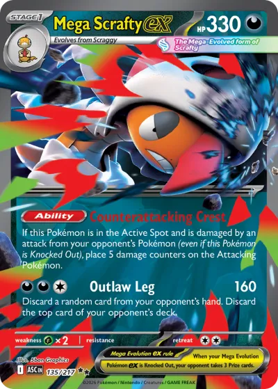 135 Mega Scrafty ex Ascended Heroes 2026 135 Mega Scrafty ex Ascended Heroes 2026