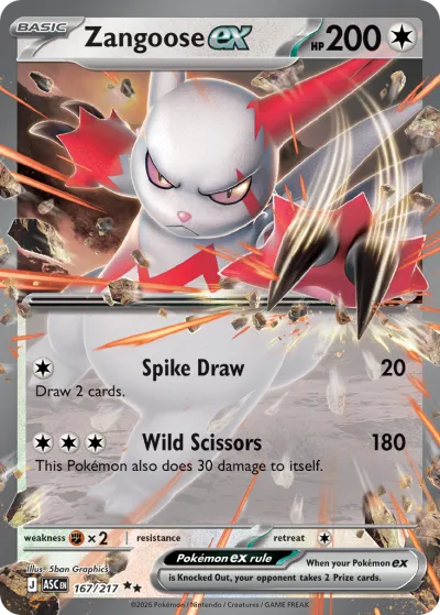 167 Zangoose ex Ascended Heroes 2026 167 Zangoose ex Ascended Heroes 2026