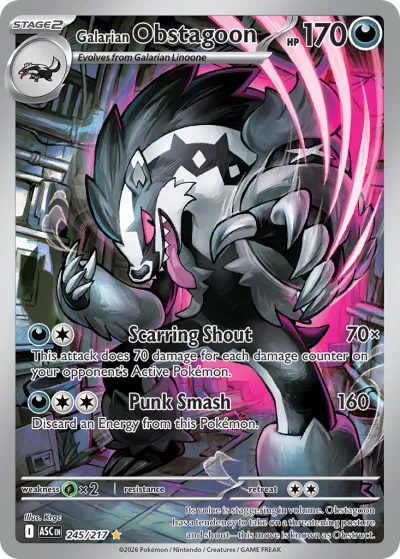 245 Galarian Obstagoon Ascended Heroes 2026 245 Galarian Obstagoon Ascended Heroes 2026