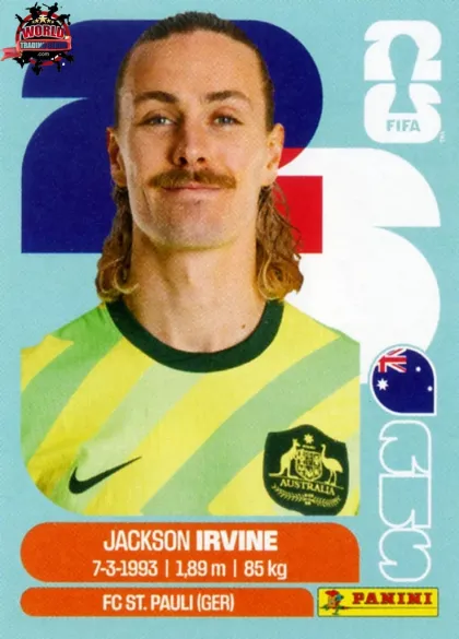 AUS11 Jackson Irvine Panini World Cup 2026 2026 AUS11 Jackson Irvine Panini World Cup 2026 2026