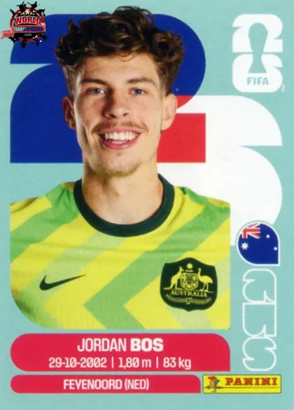 AUS6 Jordan Bos Panini World Cup 2026 2026 AUS6 Jordan Bos Panini World Cup 2026 2026