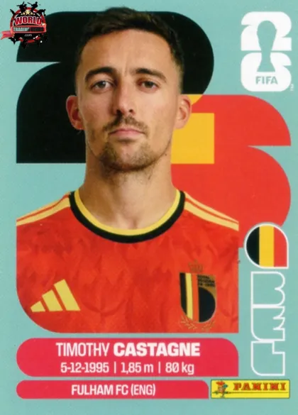 BEL4 Timothy Castagne Panini World Cup 2026 2026 BEL4 Timothy Castagne Panini World Cup 2026 2026