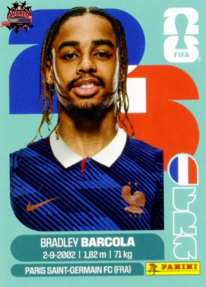 FRA16 Bradley Barcola Panini World Cup 2026 2026 FRA16 Bradley Barcola Panini World Cup 2026 2026
