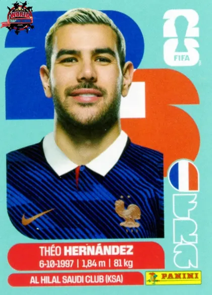 FRA3 Theo Hernandez Panini World Cup 2026 2026 FRA3 Theo Hernandez Panini World Cup 2026 2026