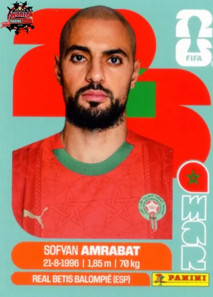 MAR10 Sofyan Amrabat Panini World Cup 2026 2026 MAR10 Sofyan Amrabat Panini World Cup 2026 2026