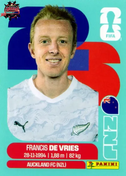 NZL8 Francis de Vries Panini World Cup 2026 2026 NZL8 Francis de Vries Panini World Cup 2026 2026