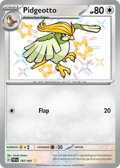 197 Pidgeotto Paldean Fates 2024 197 Pidgeotto Paldean Fates 2024