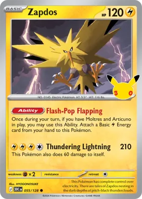 55 Zapdos 30th Celebration 2026 55 Zapdos 30th Celebration 2026
