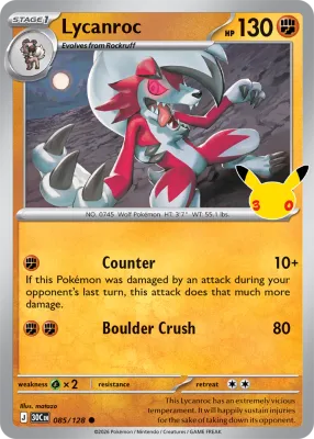 85 Lycanroc 30th Celebration 2026 85 Lycanroc 30th Celebration 2026
