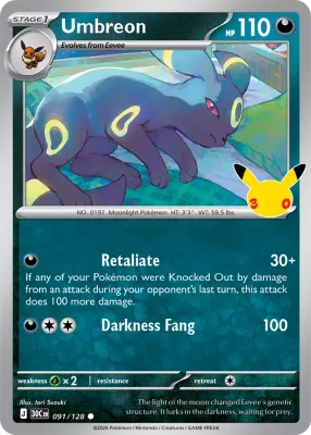 91 Umbreon 30th Celebration 2026 91 Umbreon 30th Celebration 2026