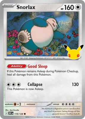 119 Snorlax 30th Celebration 2026 119 Snorlax 30th Celebration 2026
