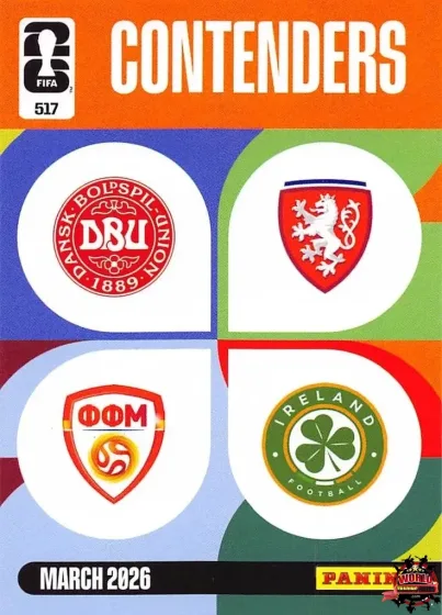 517 DEN/MKD - CZE/IRL Panini Adrenalyn XL World Cup 2026 2026 517 DEN/MKD - CZE/IRL Panini Adrenalyn XL World Cup 2026 2026