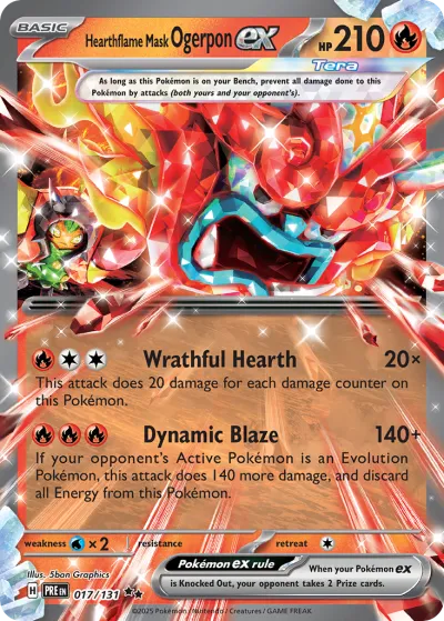 17 Hearthflame Mask Ogerpon ex Prismatic Evolutions 2025