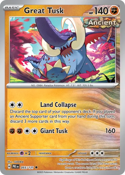 55 Great Tusk Prismatic Evolutions 2025 55 Great Tusk Prismatic Evolutions 2025