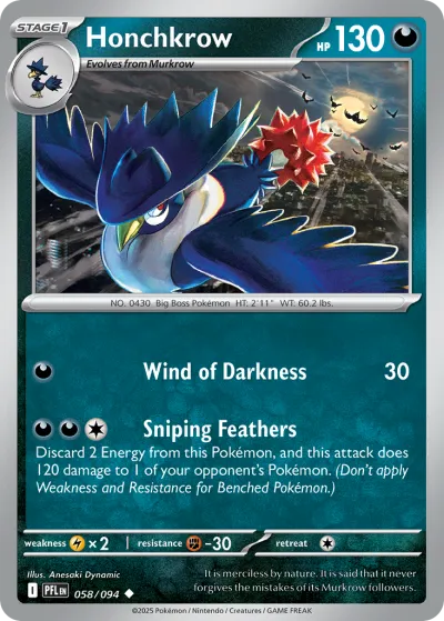 58 Honchkrow Phantasmal Flames 2025 58 Honchkrow Phantasmal Flames 2025