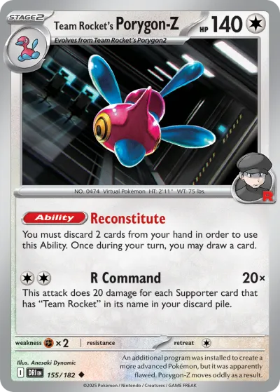 155 Team Rocket's Porygon-Z Destined Rivals 2025 155 Team Rocket's Porygon-Z Destined Rivals 2025