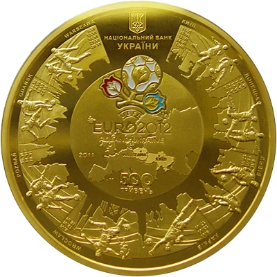 500 ₴ ЄВРО 2012 (золото) Золоті монети НБУ
