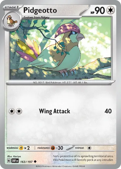 163 Pidgeotto Obsidian Flames 2023 163 Pidgeotto Obsidian Flames 2023