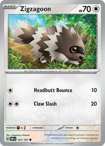 167 Zigzagoon Obsidian Flames 2023 167 Zigzagoon Obsidian Flames 2023