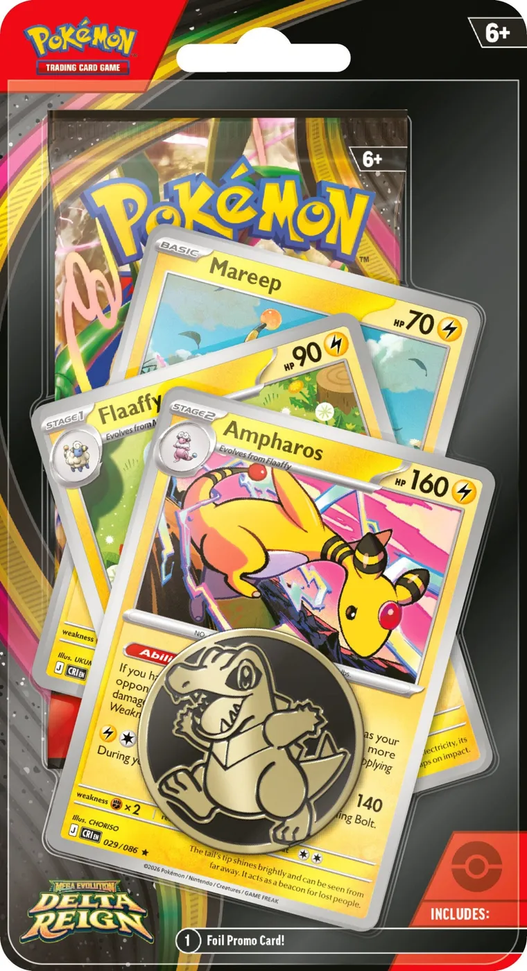 Blíster de Delta Reign con la línea evolutiva de Ampharos