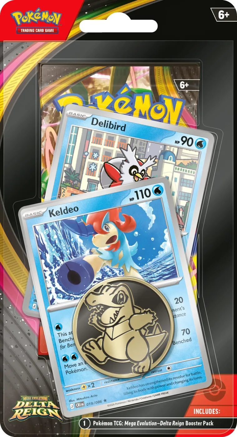 Blíster de Delta Reign con las promos de Keldeo y Delibird