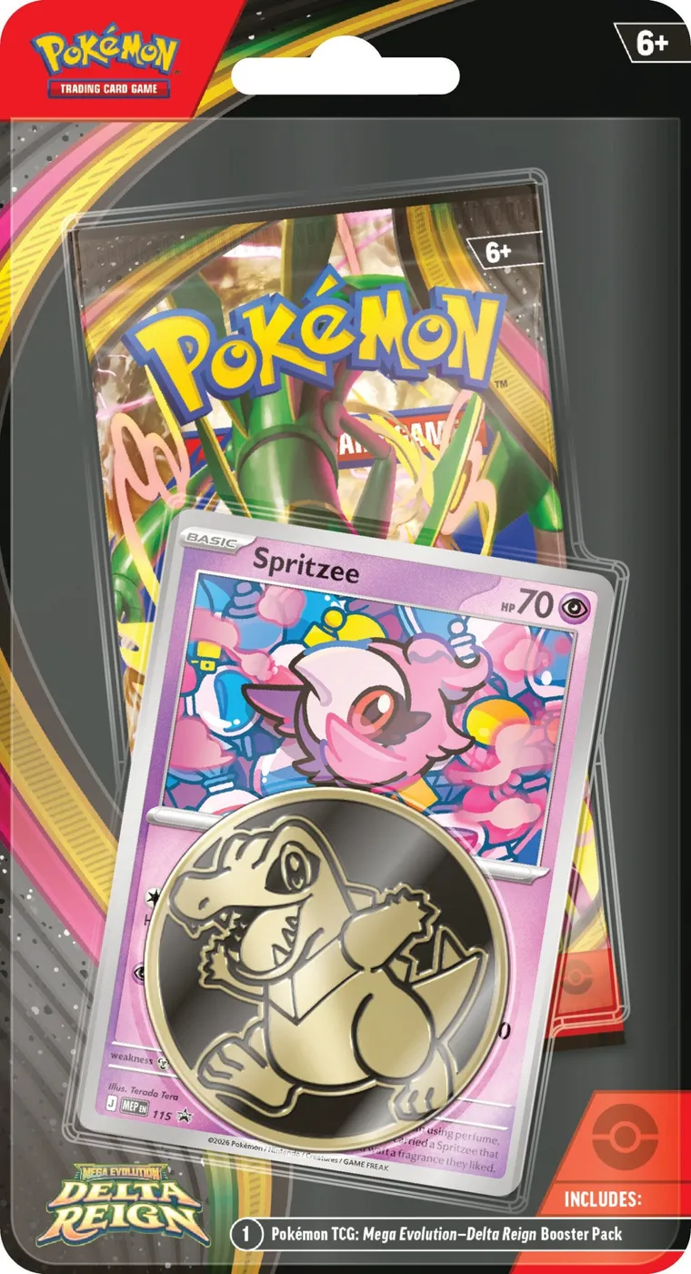 Blíster de Delta Reign con promo de Spritzee y moneda