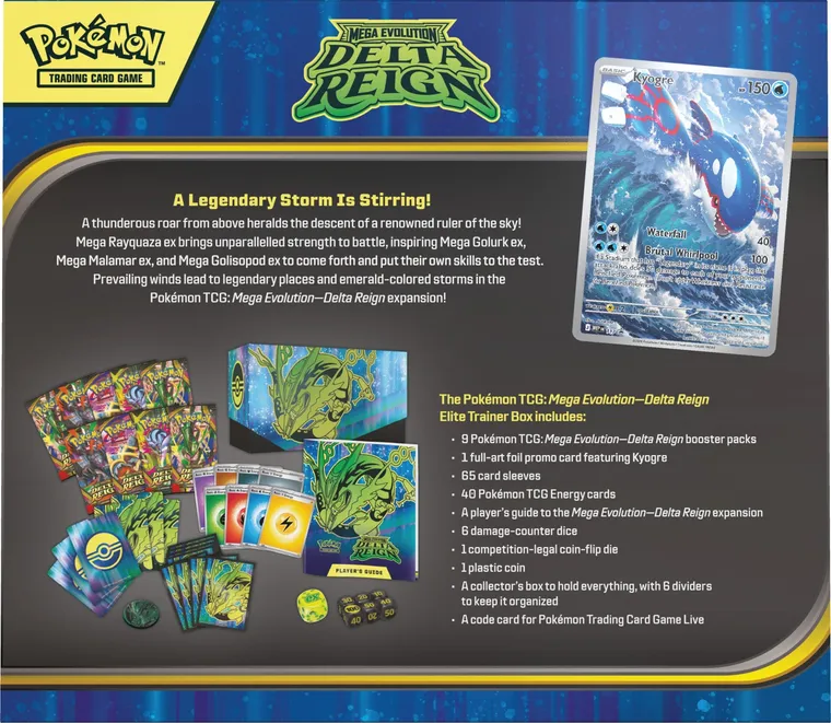 Reverso de la Elite Trainer Box de Delta Reign con el contenido