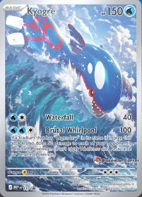 Promo de Kyogre con el logotipo de Pokémon Center