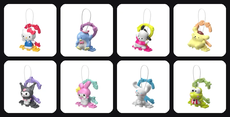 Hello Kitty and Friends: alle acht Figuren (offizielle Kinder-Renderings)
