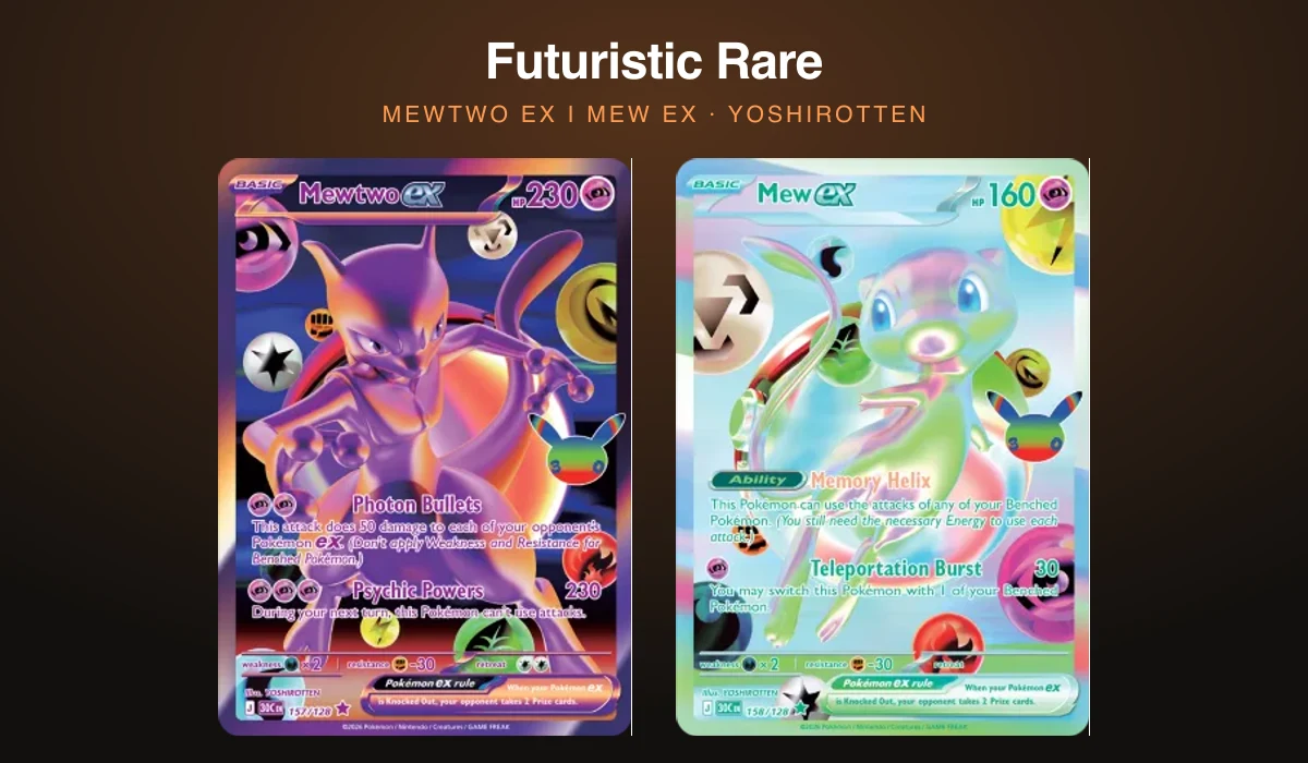 Mewtwo ex і Mew ex — перші картки нової рідкості Futuristic Rare